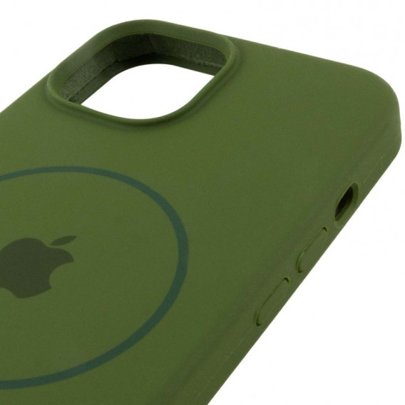 Чохол Silicone Case Full Protective (AA) with MagSafe для Apple iPhone 14 Plus (6.7"), Зелений / Dark Olive