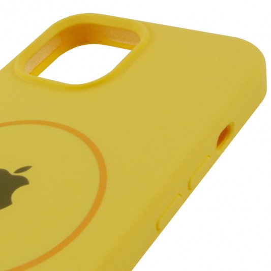 Чехол Silicone Case Full Protective (AA) with MagSafe для Apple iPhone 14 Plus (6.7") Желтый / Yellow - изображение 3