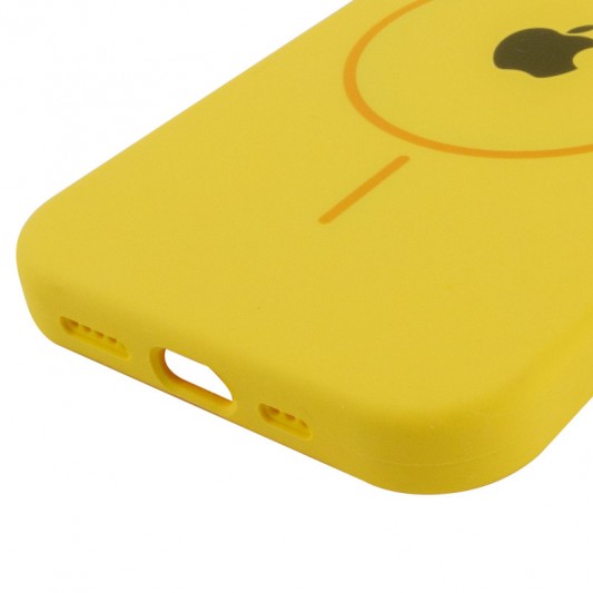 Чехол Silicone Case Full Protective (AA) with MagSafe для Apple iPhone 14 Plus (6.7") Желтый / Yellow - изображение 4