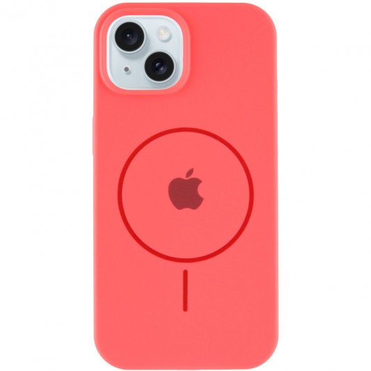 Чехол Silicone Case Full Protective (AA) with MagSafe для Apple iPhone 14 Plus (6.7") Арбузный / Watermelon red - изображение 1