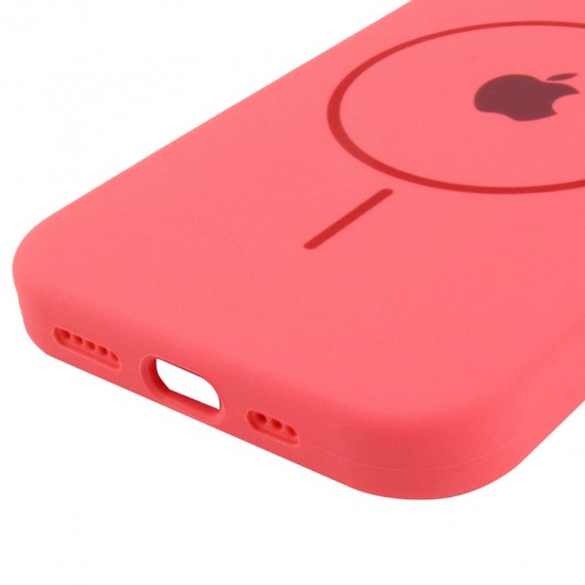 Чехол Silicone Case Full Protective (AA) with MagSafe для Apple iPhone 14 Plus (6.7") Арбузный / Watermelon red - изображение 4