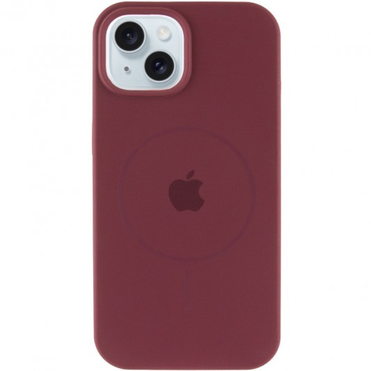 Чехол Silicone Case Full Protective (AA) with MagSafe для Apple iPhone 14 Plus (6.7") Бордовый / Plum - изображение 1