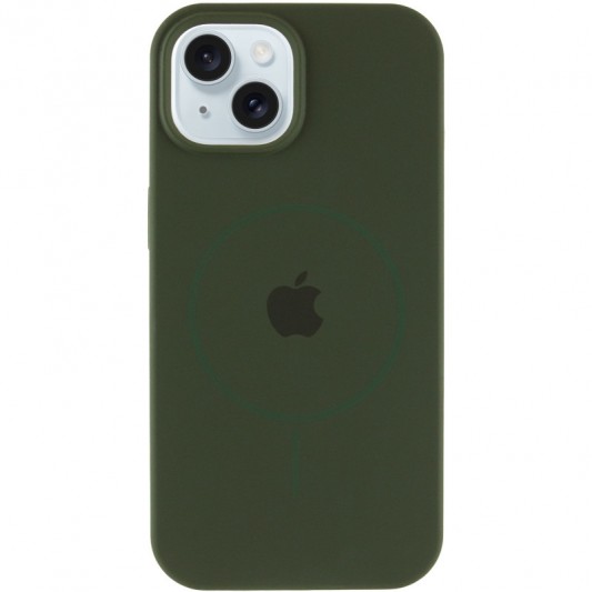 Чехол Silicone Case Full Protective (AA) with MagSafe для Apple iPhone 14 Plus (6.7") Зеленый / Cyprus Green - изображение 1