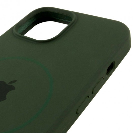 Чехол Silicone Case Full Protective (AA) with MagSafe для Apple iPhone 14 Plus (6.7") Зеленый / Cyprus Green - изображение 3