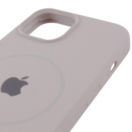 Чехол Silicone Case Full Protective (AA) with MagSafe для Apple iPhone 14 Plus (6.7") Серый / Light Grey - изображение 3
