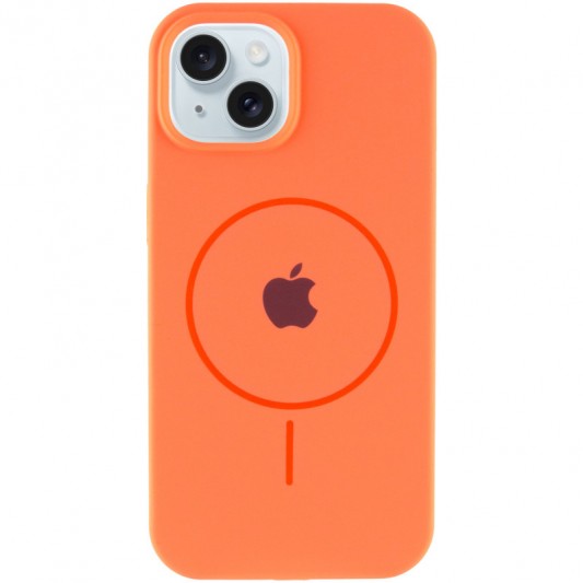Чехол Silicone Case Full Protective (AA) with MagSafe для Apple iPhone 14 Plus (6.7") Оранжевый / Papaya - изображение 1