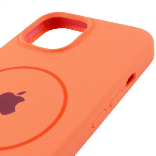 Чехол Silicone Case Full Protective (AA) with MagSafe для Apple iPhone 14 Plus (6.7") Оранжевый / Papaya - изображение 3