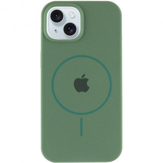 Чехол Silicone Case Full Protective (AA) with MagSafe для Apple iPhone 14 Plus (6.7") Зеленый / Pine green - изображение 1