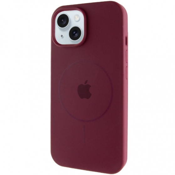 Чехол Silicone Case Full Protective (AA) with MagSafe для Apple iPhone 15 (6.1") Бордовый / Plum