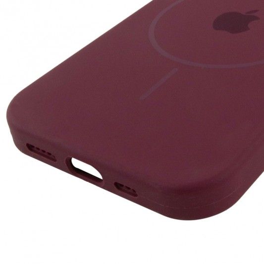 Чехол Silicone Case Full Protective (AA) with MagSafe для Apple iPhone 15 (6.1") Бордовый / Plum - изображение 4