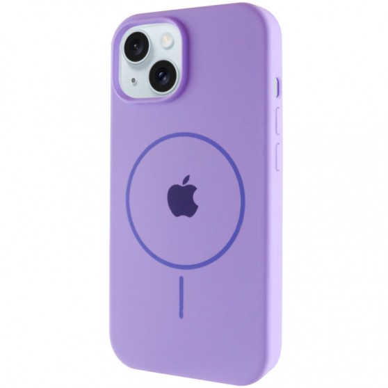 Чехол Silicone Case Full Protective (AA) with MagSafe для Apple iPhone 15 (6.1") Сиреневый / Dasheen