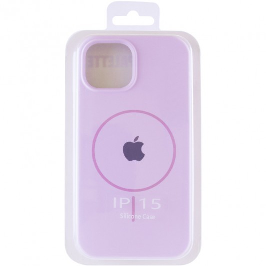 Чохол Silicone Case Full Protective (AA) with MagSafe для Apple iPhone 15 (6.1"), Бузковий / Lilac - зображення 5 