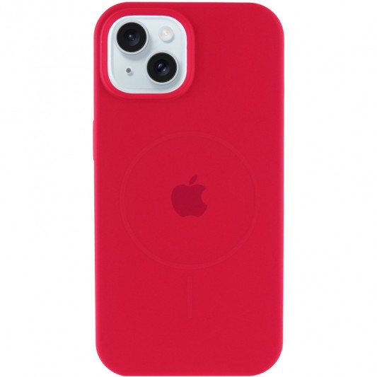 Чехол Silicone Case Full Protective (AA) with MagSafe для Apple iPhone 15 (6.1"), Красный / Deep Red - изображение 1