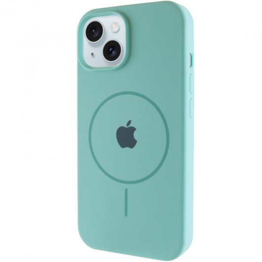Чохол Silicone Case Full Protective (AA) with MagSafe для Apple iPhone 15 (6.1") Бірюзовий / Marine Green