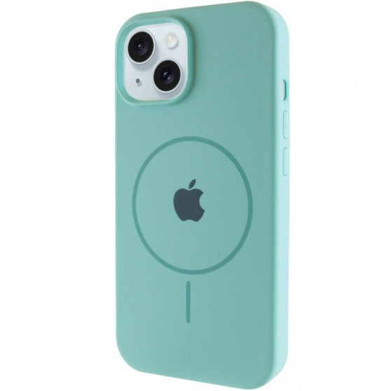 Чехол Silicone Case Full Protective (AA) with MagSafe для Apple iPhone 15 (6.1") Бирюзовый / Marine Green