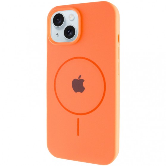Чехол Silicone Case Full Protective (AA) with MagSafe для Apple iPhone 15 (6.1") Оранжевый / Papaya