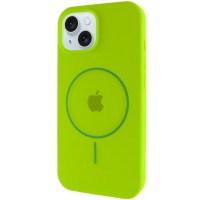 Чехол Silicone Case Full Protective (AA) with MagSafe для Apple iPhone 15 (6.1") Салатовый / Neon green