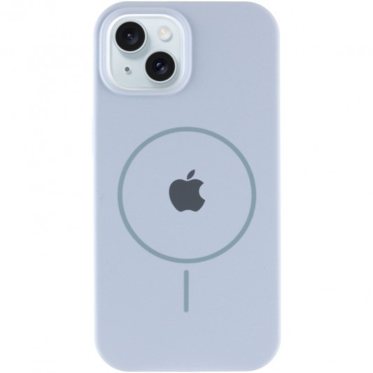 Чехол Silicone Case Full Protective (AA) with MagSafe для Apple iPhone 15 (6.1") Голубой / Lilac Blue - изображение 1