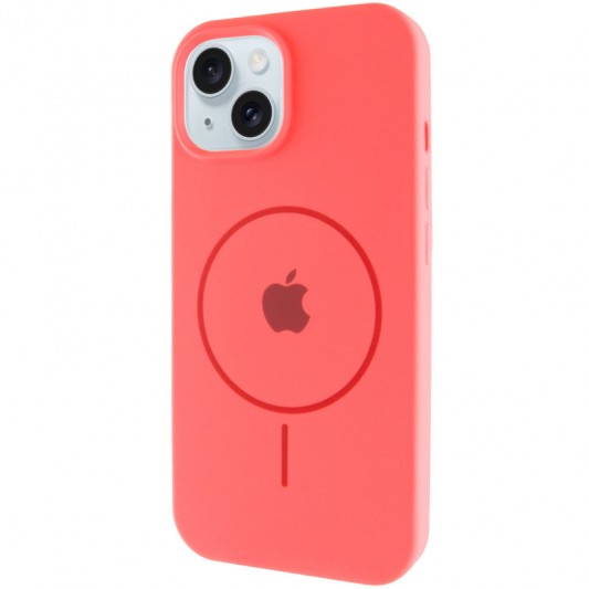 Чехол Silicone Case Full Protective (AA) with MagSafe для Apple iPhone 15 Plus (6.7") Арбузный / Watermelon red
