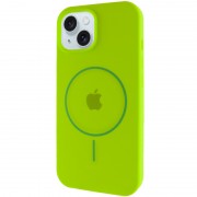 Чохол Silicone Case Full Protective (AA) with MagSafe для Apple iPhone 15 Plus (6.7"), Салатовий / Neon green