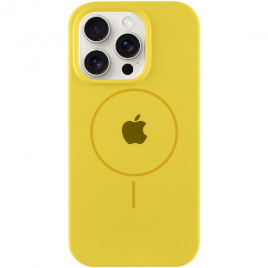 Чехол Silicone Case Full Protective (AA) with MagSafe для Apple iPhone 16 Pro (6.3") Желтый / Yellow