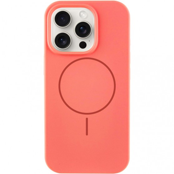 Чохол Silicone Case Full Protective (AA) NO LOGO with MagSafe для Apple iPhone 12 Pro / 12 (6.1"), Кавуновий / Watermelon red