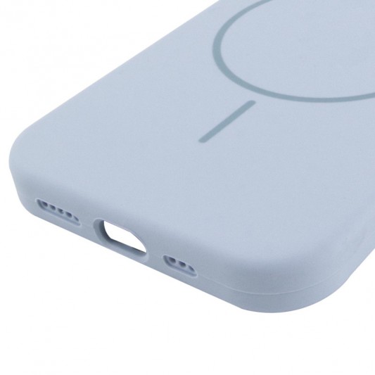 Чехол Silicone Case Full Protective (AA) NO LOGO with MagSafe для Apple iPhone 12 Pro / 12 (6.1"), Голубой / Lilac Blue - изображение 4