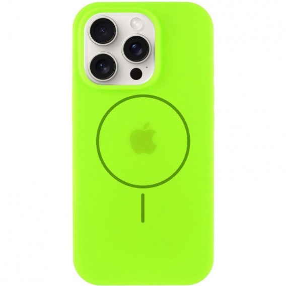 Чохол Silicone Case Full Protective (AA) NO LOGO with MagSafe для Apple iPhone 13 Pro Max (6.7"), Салатовий / Neon green