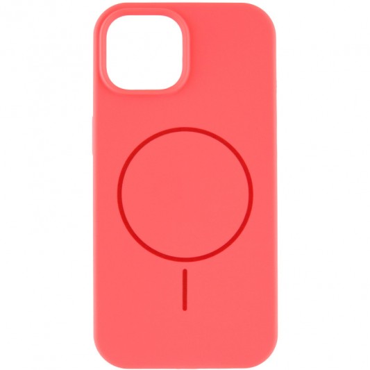 Чехол Silicone Case Full Protective (AA) NO LOGO with MagSafe для Apple iPhone 15 Plus (6.7"), Арбузный / Watermelon red - изображение 1
