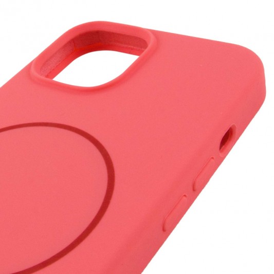 Чехол Silicone Case Full Protective (AA) NO LOGO with MagSafe для Apple iPhone 15 Plus (6.7"), Арбузный / Watermelon red - изображение 3