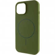 Чохол Silicone Case Full Protective (AA) NO LOGO with MagSafe для Apple iPhone 15 Plus (6.7") Зелений / Dark Olive