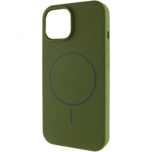 Чохол Silicone Case Full Protective (AA) NO LOGO with MagSafe для Apple iPhone 15 Plus (6.7") Зелений / Dark Olive