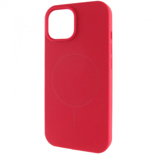 Чехол Silicone Case Full Protective (AA) NO LOGO with MagSafe для Apple iPhone 15 Plus (6.7"), Красный / Deep Red - изображение 2