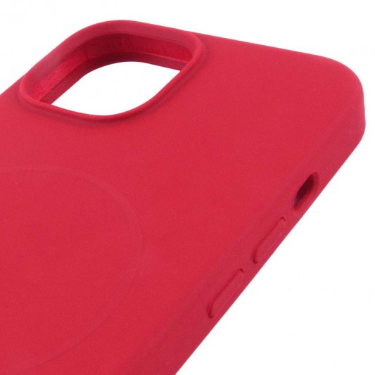 Чехол Silicone Case Full Protective (AA) NO LOGO with MagSafe для Apple iPhone 15 Plus (6.7"), Красный / Deep Red - изображение 3