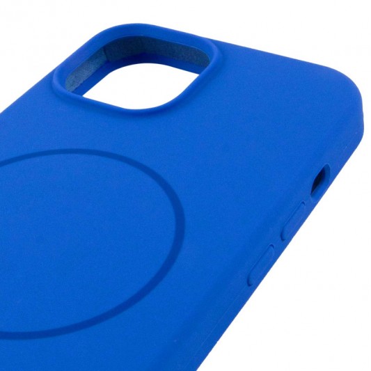 Чехол Silicone Case Full Protective (AA) NO LOGO with MagSafe для Apple iPhone 15 Plus (6.7"), Синий / Capri Blue - изображение 3
