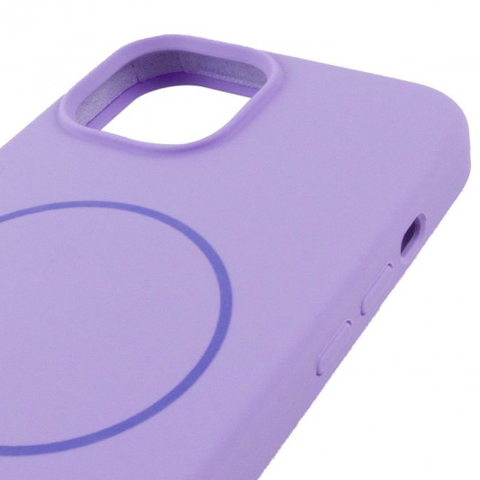 Чехол Silicone Case Full Protective (AA) NO LOGO with MagSafe для Apple iPhone 15 Plus (6.7"), Сиреневый / Dasheen - изображение 3