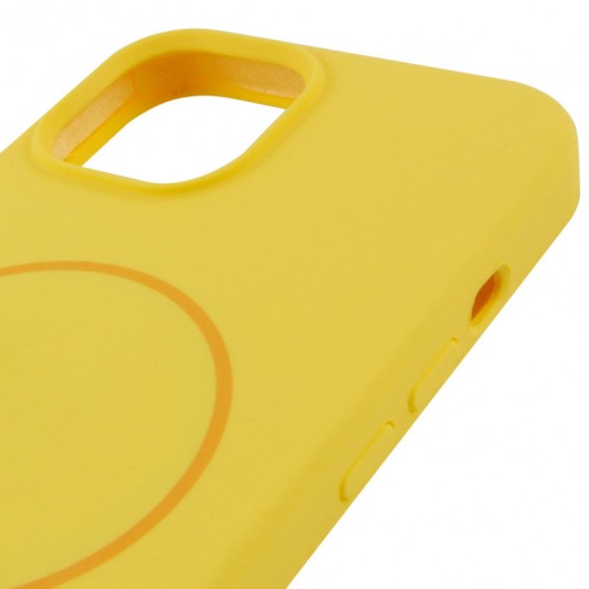Чехол Silicone Case Full Protective (AA) NO LOGO with MagSafe для Apple iPhone 14 (6.1") Желтый / Yellow - изображение 3