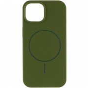 Чехол Silicone Case Full Protective (AA) NO LOGO with MagSafe для Apple iPhone 14 (6.1"), Зеленый / Dark Olive
