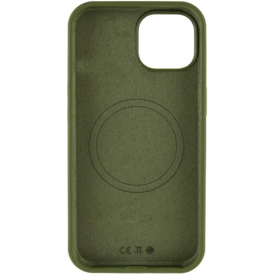 Чехол Silicone Case Full Protective (AA) NO LOGO with MagSafe для Apple iPhone 14 (6.1"), Зеленый / Dark Olive - изображение 2