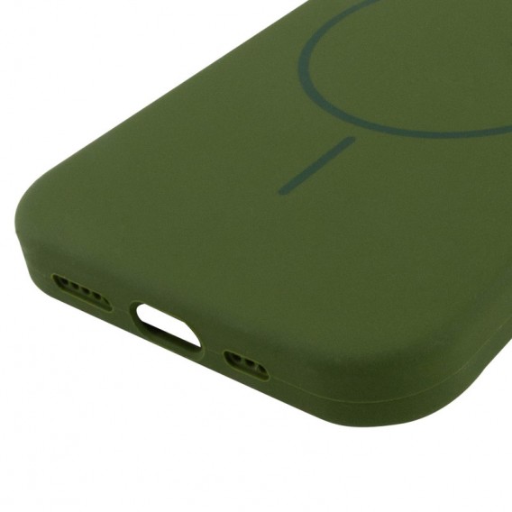 Чехол Silicone Case Full Protective (AA) NO LOGO with MagSafe для Apple iPhone 14 (6.1"), Зеленый / Dark Olive