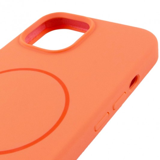 Чехол Silicone Case Full Protective (AA) NO LOGO with MagSafe для Apple iPhone 14 (6.1") Оранжевый / Papaya - изображение 3