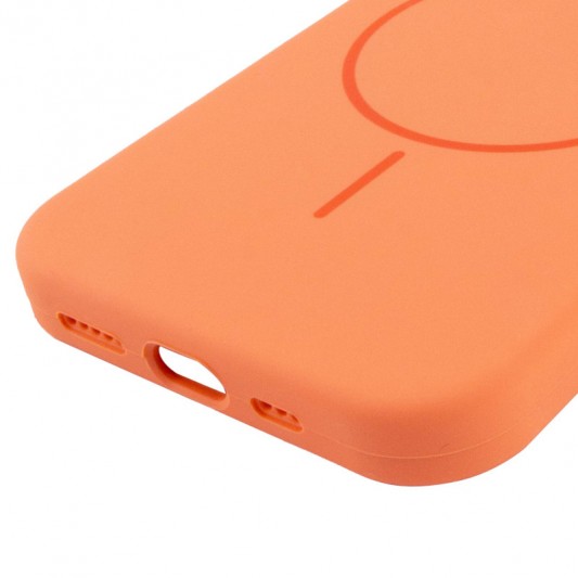 Чехол Silicone Case Full Protective (AA) NO LOGO with MagSafe для Apple iPhone 14 (6.1") Оранжевый / Papaya - изображение 4