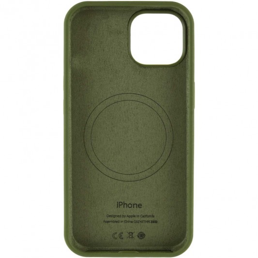 Чехол Silicone Case Full Protective (AA) with MagSafe для Apple iPhone 14 (6.1"), Зеленый / Dark Olive - изображение 2