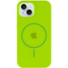 Чехол Silicone Case Full Protective (AA) with MagSafe для Apple iPhone 14 (6.1"), Салатовый / Neon green