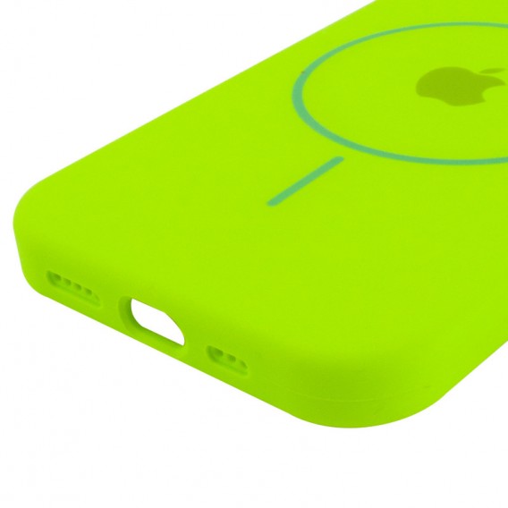 Чехол Silicone Case Full Protective (AA) with MagSafe для Apple iPhone 14 (6.1"), Салатовый / Neon green