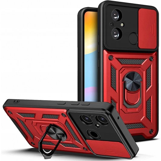 Ударостійкий чохол Camshield Serge Ring для Xiaomi Redmi 12C Червоний - зображення 1 