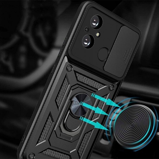 Ударостійкий чохол Camshield Serge Ring для Xiaomi Redmi 12C Чорний - зображення 1 