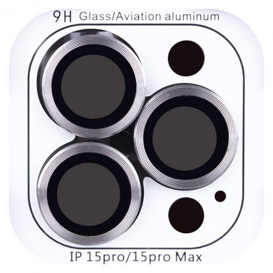 Защитное стекло Metal Classic на камеру (в упак.) для Apple iPhone 15 Pro (6.1") / 15 Pro Max (6.7") Серый / Titanium Gray - изображение 2