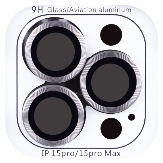 Захисне скло Metal Classic на камеру (в упак.) для Apple iPhone 15 Pro (6.1") / 15 Pro Max (6.7") Сірий / Titanium Gray