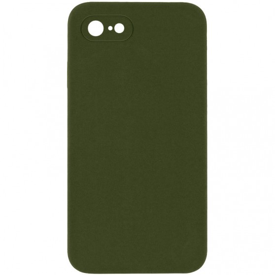 Silicone Case Square Full Camera Protective (AA) NOLOGO для Apple iPhone 7 / 8 / SE (2020) (4.7") Зеленый / Dark Olive
